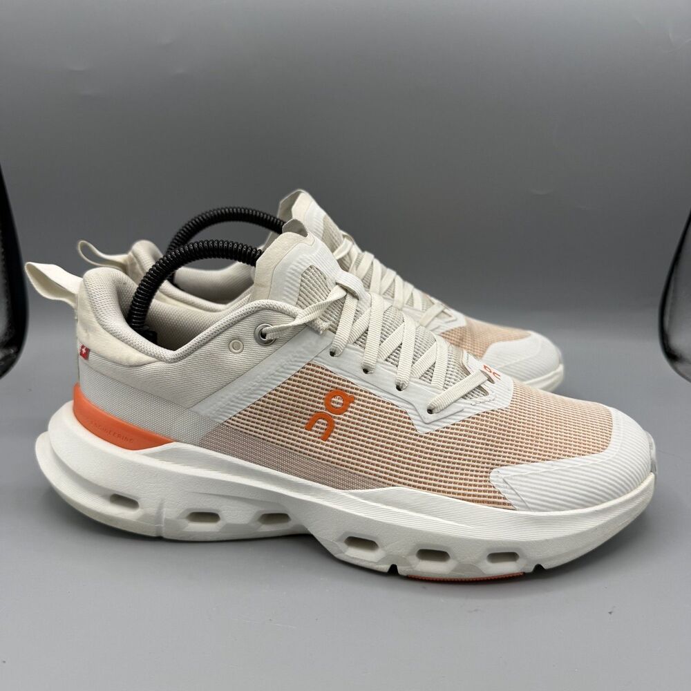 On Cloudpulse Next Running Sneakers White and Orange Mens 8 Womens 9.5